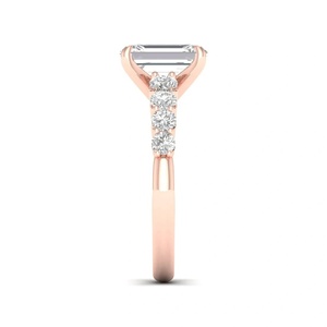 <b>Emerald</b> Cut Lab Grown Diamond IGI Certi Engagement <b>Ring</b> with Round Side Diamonds in 10K 14K 18K Gold 925 935 <b>Silver</b> - Product Image 4