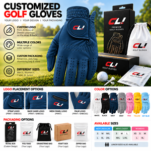Gants de golf en cuir Cabretta bleus, Tour Premium, respirants, antidérapants, logo personnalisé, emballage OEM, main gauche, homme, Canleo Glove Sports - Product Image 1