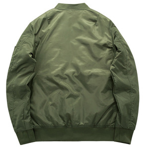 Blouson bomber vert olive pour homme, col montant, fermeture éclair, style décontracté, coupe régulière, coupe-vent, en polyester, idéal pour l'automne - Product Image 2