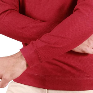 <b>Men's</b> <b>Red</b> Crew Neck Knitted Pullover Long Sleeve Casual Autumn Wear Regular Fit Solid Color Breathable <b>Sweatshirt</b> - Product Image 6