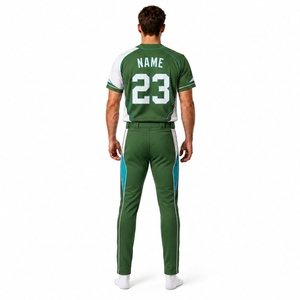 Uniforme de baseball personnalisé pour hommes, ensemble de maillot et pantalon vert et blanc, impression sublimée, nom et numéro de l'équipe, évacuation de l'humidité, coupe athlétique - Product Image 2