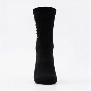 <b>Black</b> Crew Athletic <b>Socks</b> Breathable Knitted for Basketball Adults Summer Season - Product Image 1