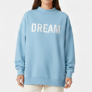 Women Relaxed Oversized <b>Mock</b> <b>Neck</b> Winter Casual Long Sweatshirt <b>Top</b> Front Logo Minimal Style Cozy Street Look <b>Mock</b> <b>Neck</b> - Product Image 1