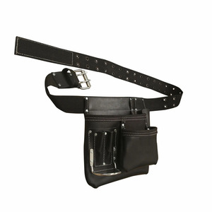 Bolsas de herramientas de cuero genuino de vaca para trabajo pesado con presilla para martillo, impermeables, costuras duraderas, ajuste regulable, para carpintería, aleación - Product Image 5