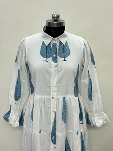 เดรสลำลองผู้หญิง ผ้าทอ 100% คอตตอน ลายพิมพ์ดอกไม้/สีพื้น แต่งโครงสร้าง แขนสั้น เอวทรงเอ็มไพร์ ทรงเบบี้ดอลล์ - Product Image 3