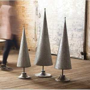 Silver Metal <b>Christmas</b> <b>Tree</b> Decorations with Star Tops Modern Centerpieces for Holiday <b>Table</b> Decor - Product Image 3