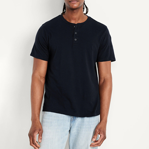 Camiseta Henley de Algodón para Hombre con Logotipo Personalizado al por Mayor, OEM ODM, Ropa Casual Ajustada con Logotipo Personalizado, Venta al por Mayor - Product Image 2