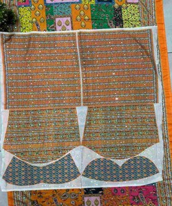 Sari traditionnel en coton avec imprimé numérique Ajrakh et travail de miroir pour femmes, tenue de mariage Inde Pakistan 85324 DVD ON5176 - Product Image 5