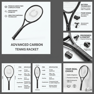 <span class=keywords><strong>Raquette</strong></span> de tennis écologique portable en carbone composite professionnel pour adultes et enfants formation OEM léger disponible - Product Image 5