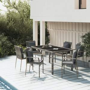 Conjunto de Comedor Modular de Jardín de 7 Piezas en Ratán Sintético Gris, Diseño Modular Conveniente - Product Image 1