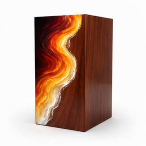 Handcrafted Rosewood Cremation Urn Resin Memorial <b>Box</b> Flame Pattern Adult <b>Ashes</b> Keepsake Container - Product Image 1