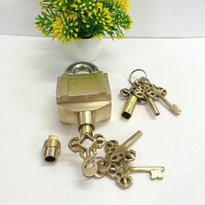Strong <b>Padlock</b> Traditional Golden Brass New Design <b>Padlock</b> With 2 Keys Main Door Cabinet Door Modern Security <b>Padlock</b> For Safety - Product Image 6