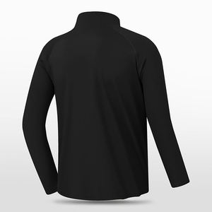 Sweat-shirt à col zippé noir uni pour homme, idéal pour l'automne, avec logo personnalisé, en polyester/coton, haut d'entraînement athlétique - Product Image 4