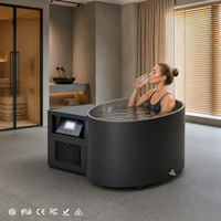 Baignoire ovale de plongée froide en acier noir pour salle de sport, avec système de refroidissement intégré en acier inoxydable 304 (intérieur et extérieur), pour usage intérieur