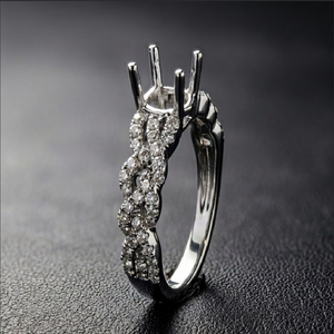 HongKong Custom Fine Jewelry 18k Solid White Gold Classic Real Diamond Solitaire Semi Mount Engagement Wedding Rings Women - Product Image 4