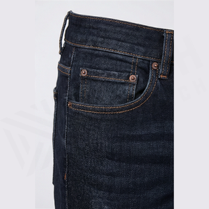 Jean en denim déchiré coupe slim délavé foncé pour homme, taille haute, jambe droite, en coton, style automne - Product Image 5
