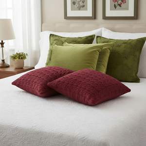 SOGA 6-Piece Pillowcase Set Olive Green and Deep Red Velvet and Cable Knit Decorative Covers Textured <b>Throw</b> <b>Pillows</b> - Product Image 5