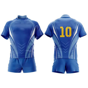 Uniformes de Rugby Unisex OEM Sublimados Personalizados Transpirables de Manga Corta Ropa de Entrenamiento Deportiva Conjuntos de Rugby Camisetas Jersey - Product Image 4