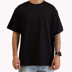 T-shirts en twill à manches courtes pour hommes, style oversize tendance, col montant, épaules tombantes, avec logo brodé, en polyester, style urbain - Product Image 6