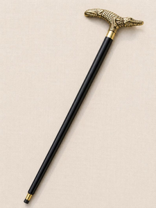 Bastón de Madera Artesanal con Mango de Cocodrilo, Elegante Bastón de Caballero, Bastón Vintage con Cabeza de Cocodrilo, Bastón de Madera Dura - Product Image 3