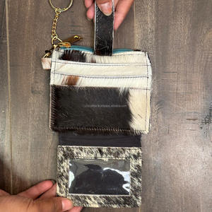 Nuevo diseño, logotipo personalizado, tarjetero de piel de vaca auténtica, monedero delgado de lujo para mujer, monedero con llavero de pulsera redondo - Product Image 6