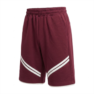 Pantalones Cortos Deportivos de Poliéster para Hombre, Color Granate, con Logotipo Personalizado, Doble Raya Diagonal Blanca, Cierre con Cordón en la Cintura, para Entrenamiento Deportivo de Verano - Product Image 1