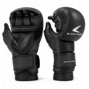 ถุงมือชกมวย MMA แบบกำหนดเอง สำหรับฝึกซ้อมคิกบ็อกซิ่งและมวยไทย สายรัดกว้าง 4 นิ้ว ทำจากหนัง PU - Product Image 4