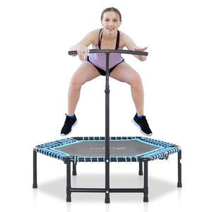 Trampolino per Esercizi Blu Portatile e Pieghevole da 4,5 Piedi con Barra a T Regolabile, Design Resistente per Fitness - Product Image 1