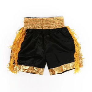 Shorts en dentelle à cordon de serrage personnalisés en gros, shorts de boxe en dentelle élastiques pour hommes et femmes, shorts de boxe thaïlandaise MMA en or et argent - Product Image 2