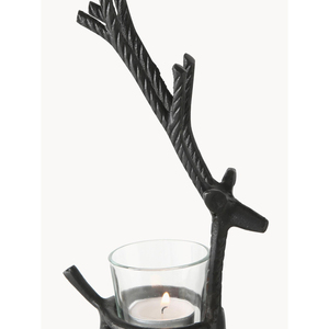 Lot de 3 bougeoirs en métal noir pour bougies chauffe-plat, idéal pour l'éclairage de Noël, bougeoirs en verre style hurricane pour bougies coniques et bougeoirs rennes pour mariages - Product Image 6