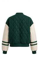 Blouson universitaire sportif ample pour homme, en PU coupe-vent, avec fermeture éclair, patchwork et col rabattable, personnalisable avec logo sur le devant - Vente en gros ODM Hiver