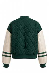 Blouson universitaire sportif ample pour homme, en PU coupe-vent, avec fermeture éclair, patchwork et col rabattable, personnalisable avec logo sur le devant - Vente en gros ODM Hiver - Product Image 2