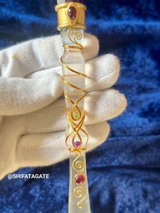 Varita de selenita hecha a mano al por mayor, punto de amatista, alambre de oro, barra de cristal curativo envuelto, otras artesanías de cristal - Product Image 5
