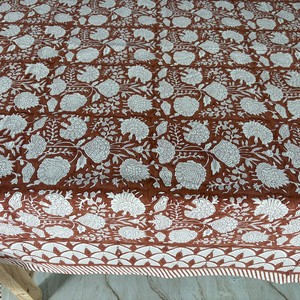Custom Printed Waterproof Durable Luxury Dining <b>Tablecloth</b> Handmade Block Printed Cotton Linen Square Solid - Product Image 5