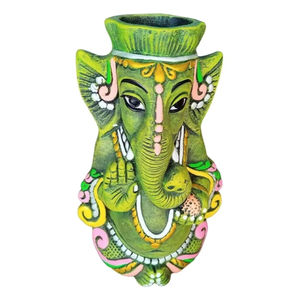 Jarrón Decorativo de Arcilla Hecho a Mano con Diseño Art Deco de Ganesha para Bodas, Cumpleaños y Diwali (Diseño Vertical) - Product Image 1