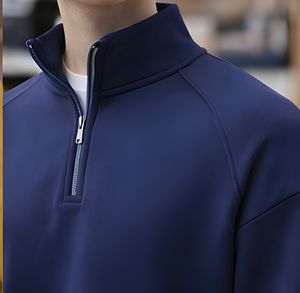 Sweat-shirt streetwear personnalisé à demi-zip en molleton de coton épais 420 GSM, coupe oversize, pull d'hiver, fabrication OEM - Product Image 4