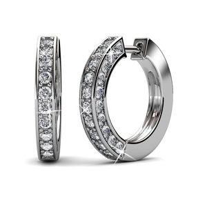<span class=keywords><strong>Pendientes</strong></span> de aro de oro <span class=keywords><strong>pequeños</strong></span> vintage Daisini adornados con cristales de <span class=keywords><strong>Swarovski</strong></span> <span class=keywords><strong>Pendientes</strong></span> de lujo de Plata de Ley 925 para mujer - Product Image 4