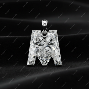 Luxury 925 Sterling <b>Silver</b> Gold Plated Custom <b>Initial</b> Letter M Pendant <b>Necklace</b> Channel Set Baguette Princess cut pendent - Product Image 2