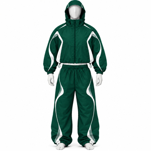 Ensemble survêtement coupe-vent surdimensionné personnalisé, tissu 100% nylon, style tendance, veste zippée imperméable et pantalon de survêtement unisexe - Product Image 5