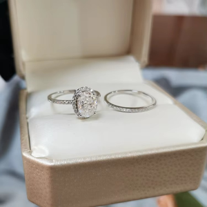 925 Silver 18K White Gold D Color Oval Moissanite Women Jewelry Wedding Set Band <b>Rings</b> Engagement <b>Ring</b> - Product Image 3