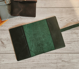 Leather notebook cover <b>A5</b>, personalized leather journal, handmade gift for her or him, green travel journal, cute <b>a5</b> <b>planner</b> cov - Product Image 3