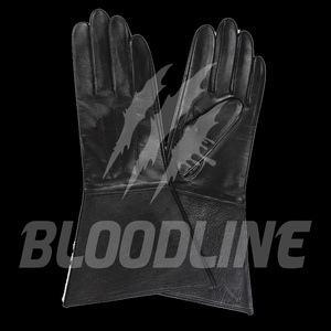 Gants en cuir noir longs jusqu'au coude, thermiques, chauds, style punk, non doublés, pour usage extérieur - Product Image 5