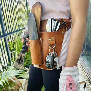 Porte-outils de jardin en cuir marron, ceinture de ceinture pour organiser les outils, porte-outils pour le jardinage et l'entretien des pelouses - Product Image 3