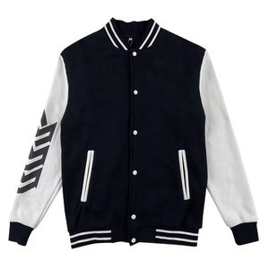 OEM Varsity <b>Jacket</b> Custom Logo Wool Body PU <b>Leather</b> Sleeve <b>Jacket</b> Heat-Transfer Logo Left Sleeve Sports Team School Uniform - Product Image 1