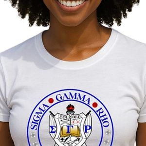 Camiseta Personalizada para Mujer de la Hermandad Griega Sigma Gamma Rho, con Gráfico de Letras, Manga Corta, Cuello Redondo, Informal - Product Image 2