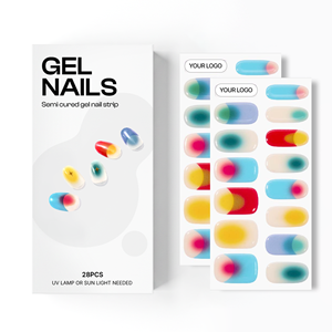 สติ๊กเกอร์ติดเล็บเจลแบบกดติด คุณภาพระดับซาลอนแท้ 100% จากเกาหลี ปลอดสารพิษ สำหรับทำเล็บ 28 ชิ้น ขายส่ง ได้รับการรับรองโดย UUUUU - Product Image 1