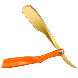 Orange & Gold Single Blade <b>Razor</b> Manual Barber Straight <b>Razor</b> Shaving Knife Shave Beard <b>Razor</b> for <b>Men</b> - Product Image 1