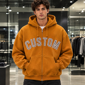 Sudadera con capucha de doble cremallera para hombre, estilo urbano personalizado, algodón grueso, cremallera completa, ropa OEM, fábrica, marca privada, proveedor ODM al por mayor - Product Image 5