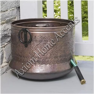 Axiom Home Accents Floral en relief cuivre jardin tuyau Pot élégant extérieur Patio tuyau bobine stockage décoratif Floral métal acier - Product Image 4