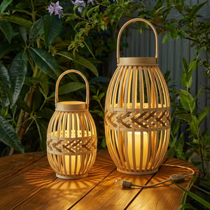 Lanterne en bambou et rotin naturel faite à la main, lanterne décorative tissée, lanterne naturelle écologique pour la maison, le jardin, le mariage, l'extérieur - Product Image 6